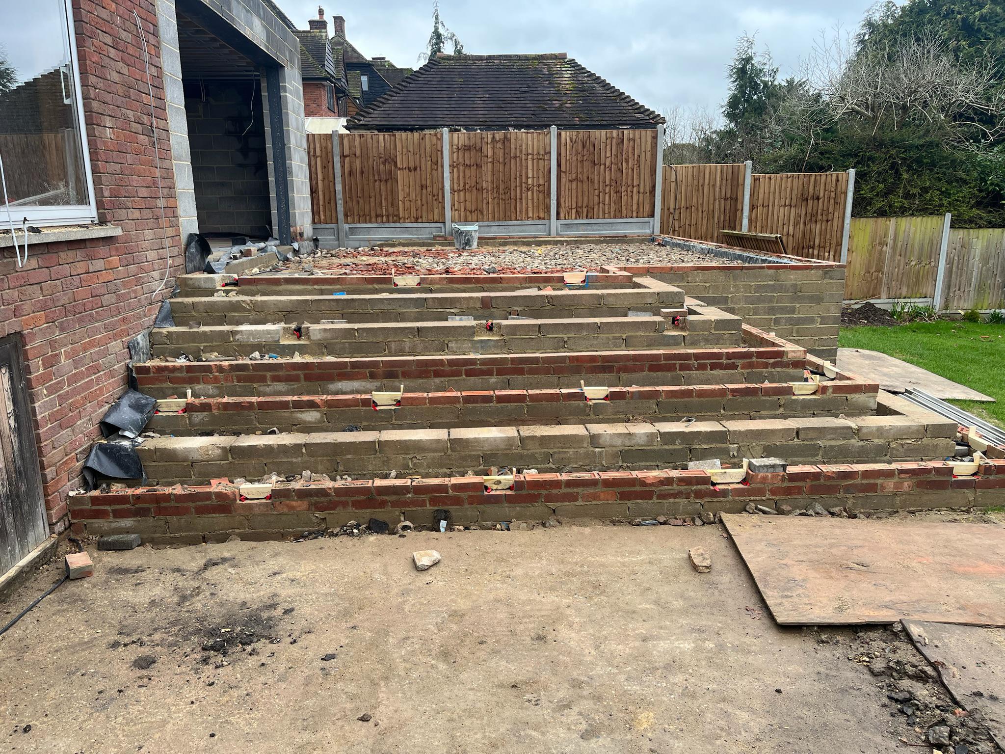 Beige Porcelain Patio with Feature Bullnose Steps