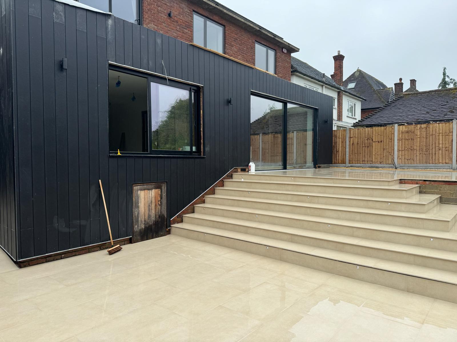 Beige Porcelain Patio with Feature Bullnose Steps finished photo 4