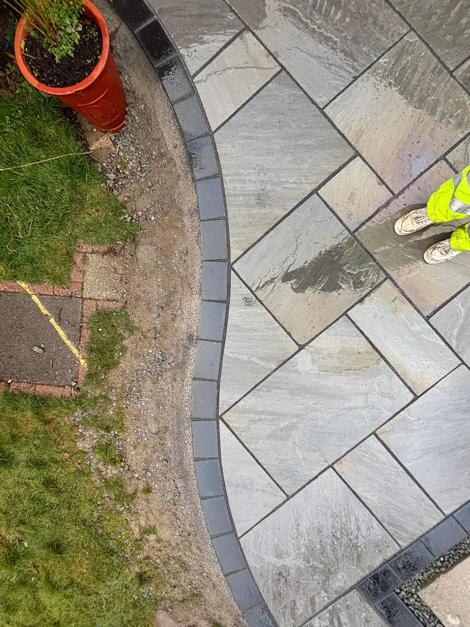 Kandla Grey Indian Sandstone Patio with Charcoal Border finished photo 9